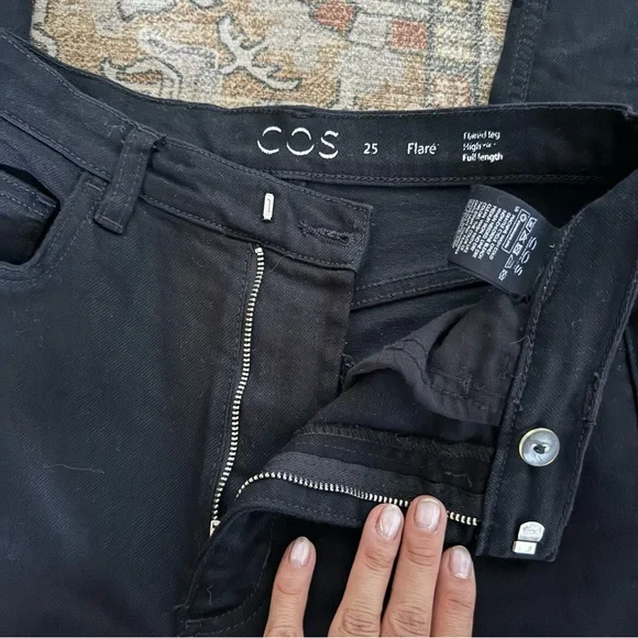 COS Black Flare Pants Women’s Size 25 Tailored Wide Leg High Waist Minimalist - Picture 12 of 16